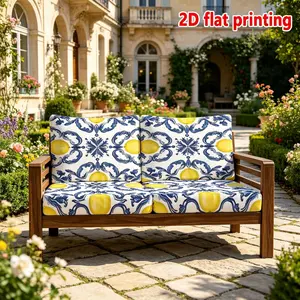 1/2/8/10PCS Sofa Cushion Covers, Elastic Sofa Slipcover, Mediterranean Blue Lemon Printed Sofa Cushion Case Without Insert, 2D Flat Print, Stretch Chair Cushion Cover, All Season, Indoor Outdoor Seat Cover for Courtyard Terrace Beach