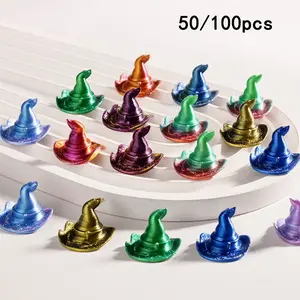 50/100pcs 3D Printed Mini Magic Hats, Colorful Cute Mini Magic Hat Decorations, Perfect for Halloween, Party Gifts, Magical Hats
