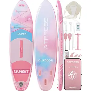 [Summervibes] 10'6''x33'' Inflatable Stand Up Paddle Board, 400lbs Extra Wide SUP with Kayak Seat, Anti-Slip EVA Deck, Premium Accessories Kit for Yoga Fishing