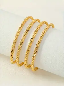 Vintage Luxury Twisted Bangle Set, Elegant Minimalist Bangle, Elegant Fashion Copper Bracelets for Daily & Wedding Occasions, Fashion Accessories for Women & Girls