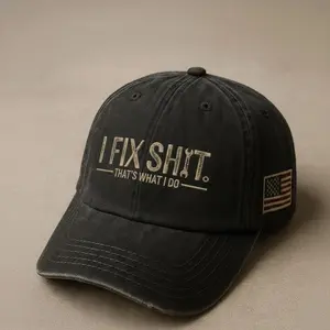 I Fix Sh*t Dad Hat, Funny Sarcastic Quote Baseball Cap, Vintage Washed Low Profile Hat, Adjustable Casual Cap For Men & Women