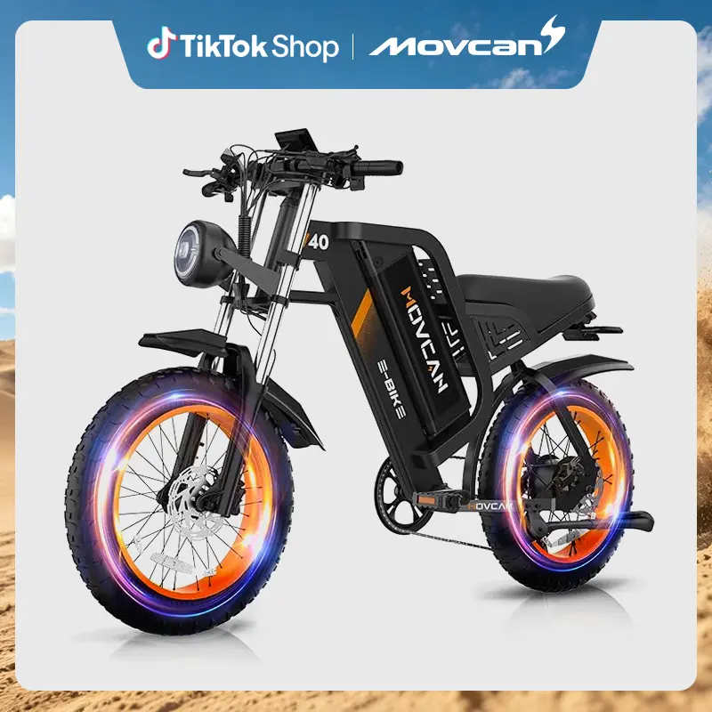 【Summer SALE】V40 E-Bike, 48V 25Ah Removable Battery 20” Fat Tire Dirt Bike, 2000W PEAK Motor 35MPH Top Speed，62-120 Miles Range Electric Motorcycle, 7 Speed Dual Hydraulic Brake Electric Bike for Adults