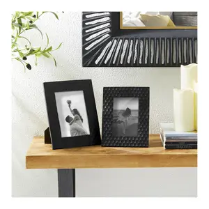 Glitzhome Black Honeycomb Resin Tabletop Picture Frame S/2