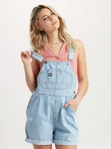 Women’s Denim Shortalls – Adjustable Strap Cotton Short Overalls, Casual Summer Outfit