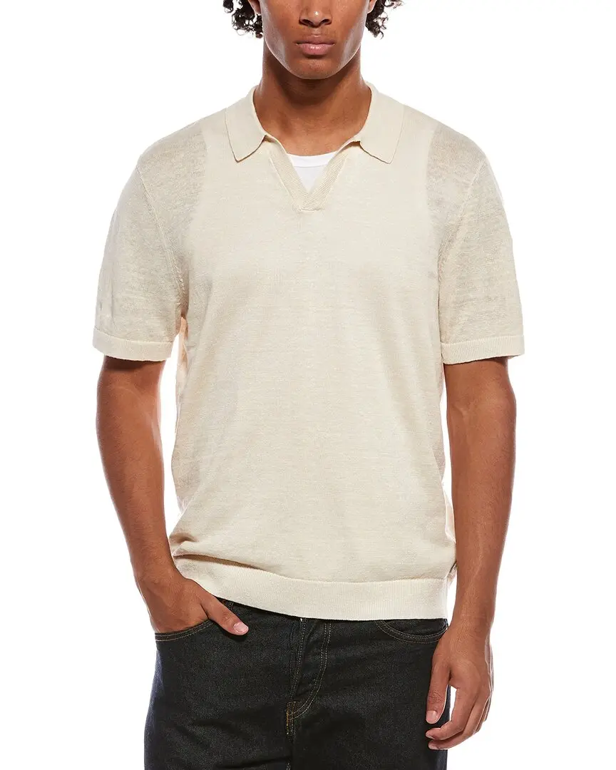 Onia Linen Johnny Collar Polo Sweater