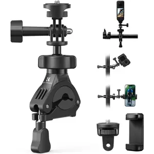 K&F CONCEPT Bike Motorcycle Handlebar Mount with 360° Ball Head 1/4" Screw Compatible with DJI Action 5 Pro 4/3 GoPro Max Hero 13 12 11 10 9 8 7 6 5 Insta360 X5 Ace Pro 2 DJI Osmo Pocket 3