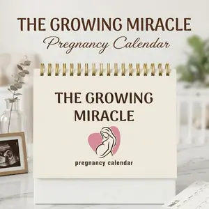 Growing Miracle Pregnancy Week Calendar, New Mom Gift, Fetal Weekly Development Tracker, Desktop Flip Page Diary, Perfect Baby Announcement & Gift
