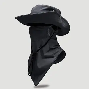 1 piece/2 pieces/3 pieces,Men's Summer Outdoor Fishing Sun Hat, Sunhat, Breathable Neck-protecting Cycling Sunshade Cap, Suitable for Hiking and Sports, UV-blocking Sunshade Face Shield, Ice Silk Arm Sleeves