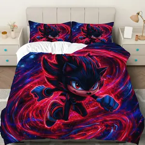 3PCS Duvet Cover Set, 1 Duvet+2 Pillowcases(Without filler), Heroic Futuristic Galactic Energetic theme, Halloween bedding set,  Character Suitable for decoration Bedroom Dormitory Apartment Studio.