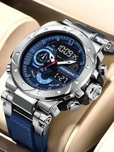 Men's Sportive Digital Analog, Calendrier Digital Quartz Watch, Trendy for Daily Use As Gift with Box