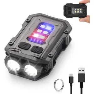 Mini EDC Flashlight, Small Powerful Keychain Flashlight with Sidelight, High Lumens 800lm, USB-C Rechargeable, Keychain Light with Clip - 8 Mode, IPX4 Waterproof, for Hiking, Running, Black