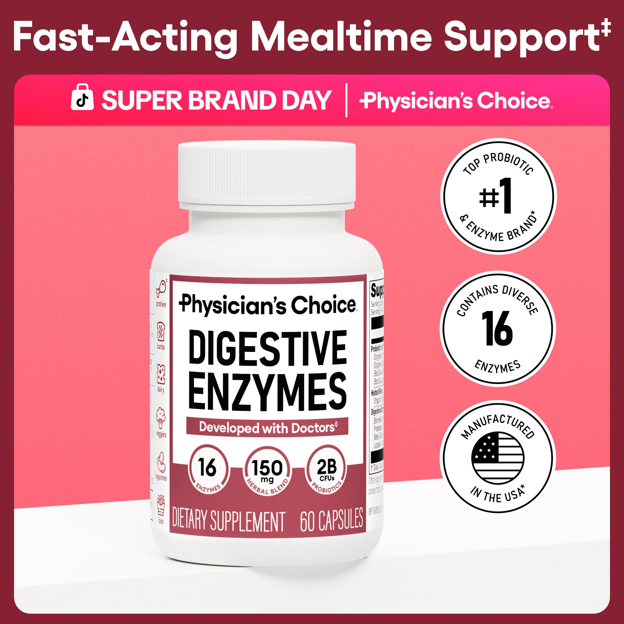 Physician's Choice Digestive Enzymes - Bloating & Mealtime Discomfort Support with Probiotics + Prebiotics for Digestion & Gut Health