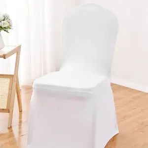 6 Pack White Stretch Spandex Chair Covers, Universal Elastic Dining Chair Slipcovers, Removable Washable Chair Protector Covers for Wedding, Banquet, Party and Events