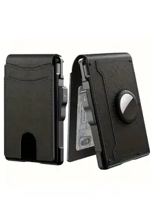 Men's Anti-Theft RFID Metal Wallet, Simple Aluminum Alloy Dual-Fold Credit Card Holder, Multi-Functional Fashion Money Clip Case