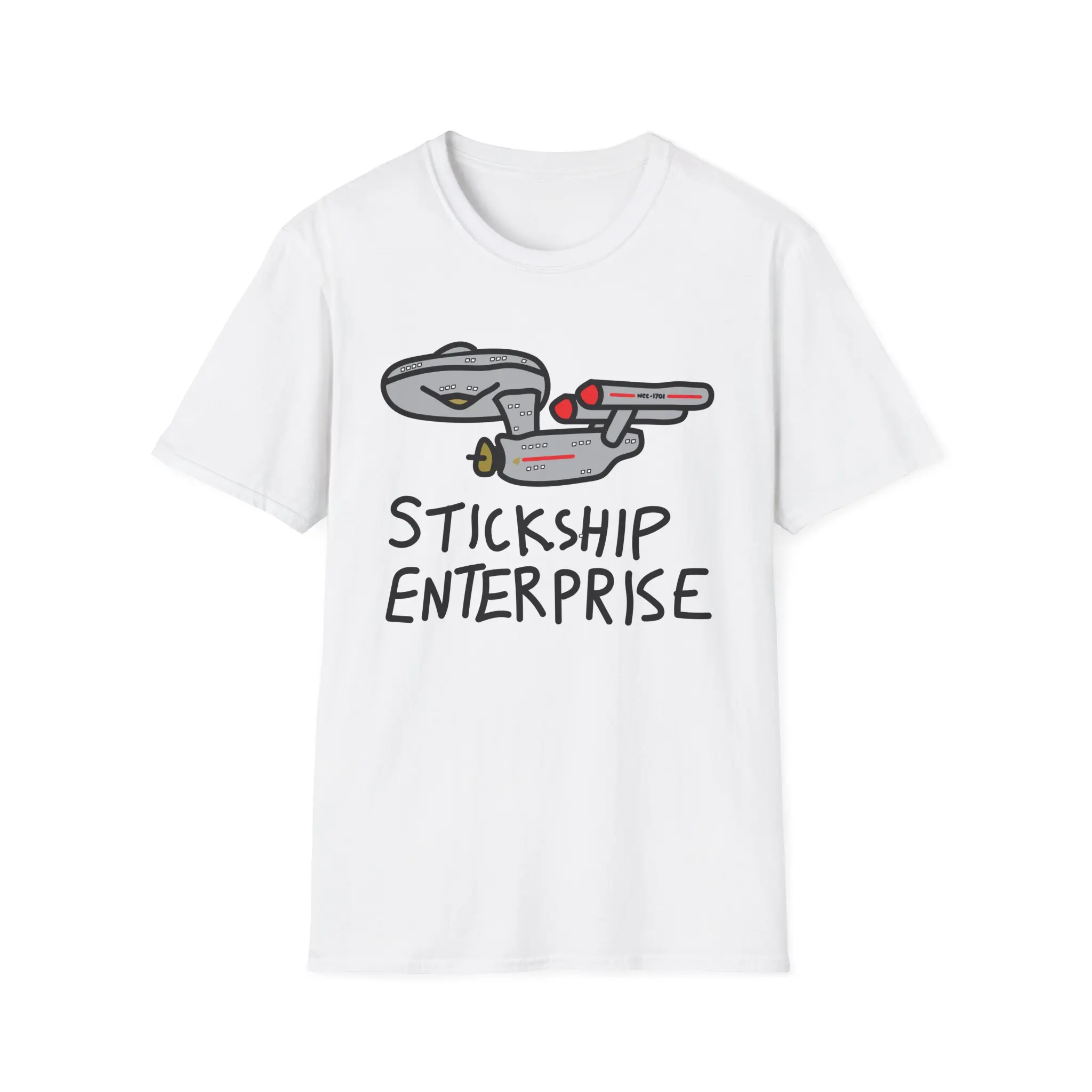 Stickship Enterprise T-Shirt | Space Ship Cartoon Tee