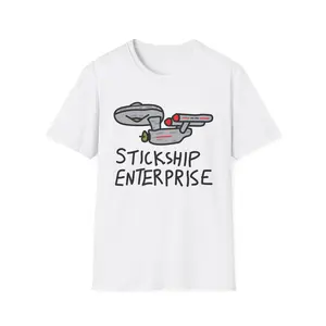 Stickship Enterprise T-Shirt | Space Ship Cartoon Tee