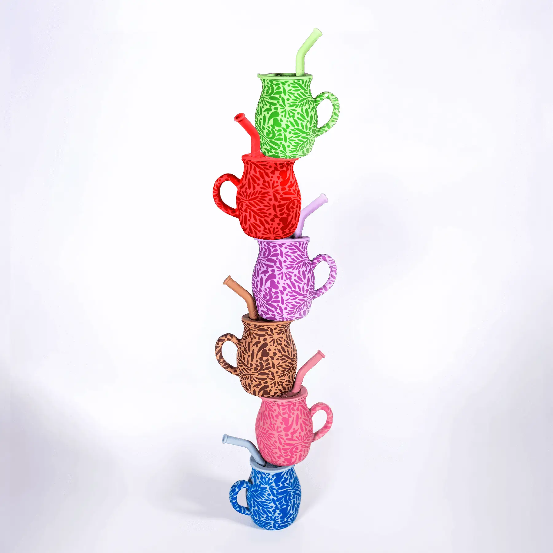 Talavera Mug - Colorful Silicone Mug with Lid& Straw, Reusable, Ideal for Toddler Drinking 8oz