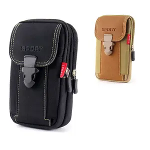 RapidDraw Dual-Case Tactical Belt for iPhone 17/16/15/14/13/12/11 Plus Pro Max, 7-Inch Heavy, Duty Canvas Vertical Pouch with Quick, Dual Compartment (Yellow or Black)