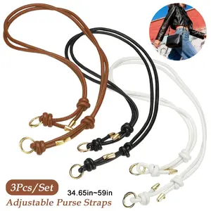 3Pcs Knotted Purse Strap PU Leather Crossbody Strap Adjustable Replacement Purse Straps for DIY Handbags, Shoulder Bags, Crossbody Bags