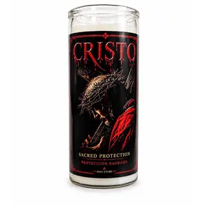 Sacred Faith Ritual Candle – Cristo (Protección Sagrada) Prepared with Herbs, Oils & Essentials, 14-Day Candle