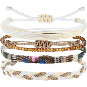 Beach Summer Ankle Bracelet for Women Handmade Braided Adjustable String Anklets Waterproof Surfer Bracelet