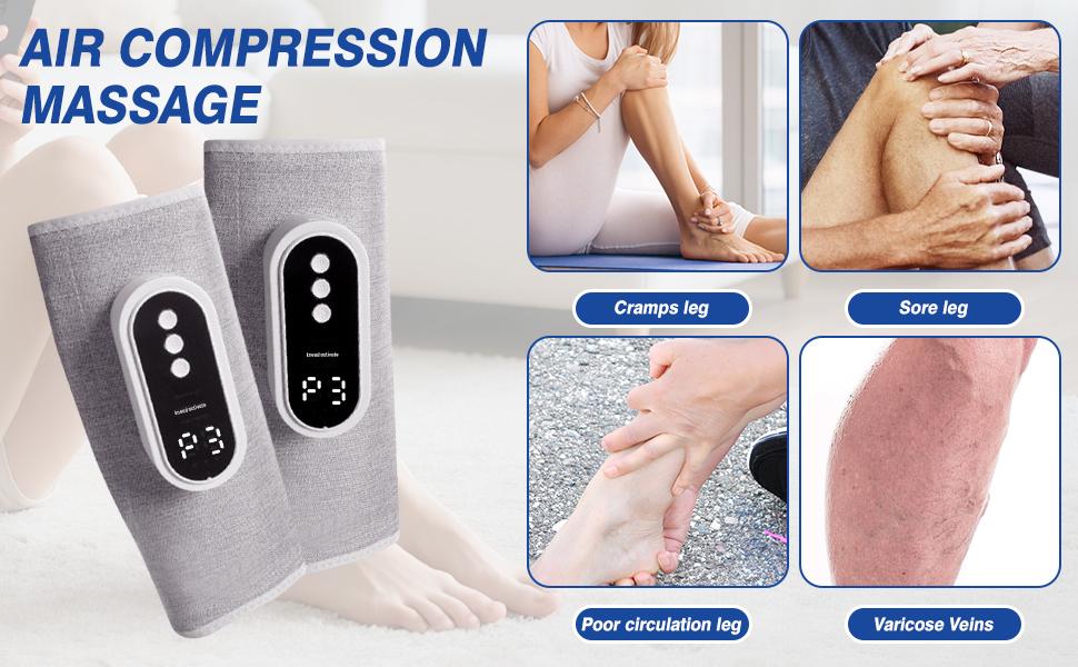 Cordless Leg Massager with Heat and Air Compression, Rechargeable Calf Massager for Daily Relaxation, 3 Modes & Intensities, Gifts for Men, Women, Athletes & Seniors