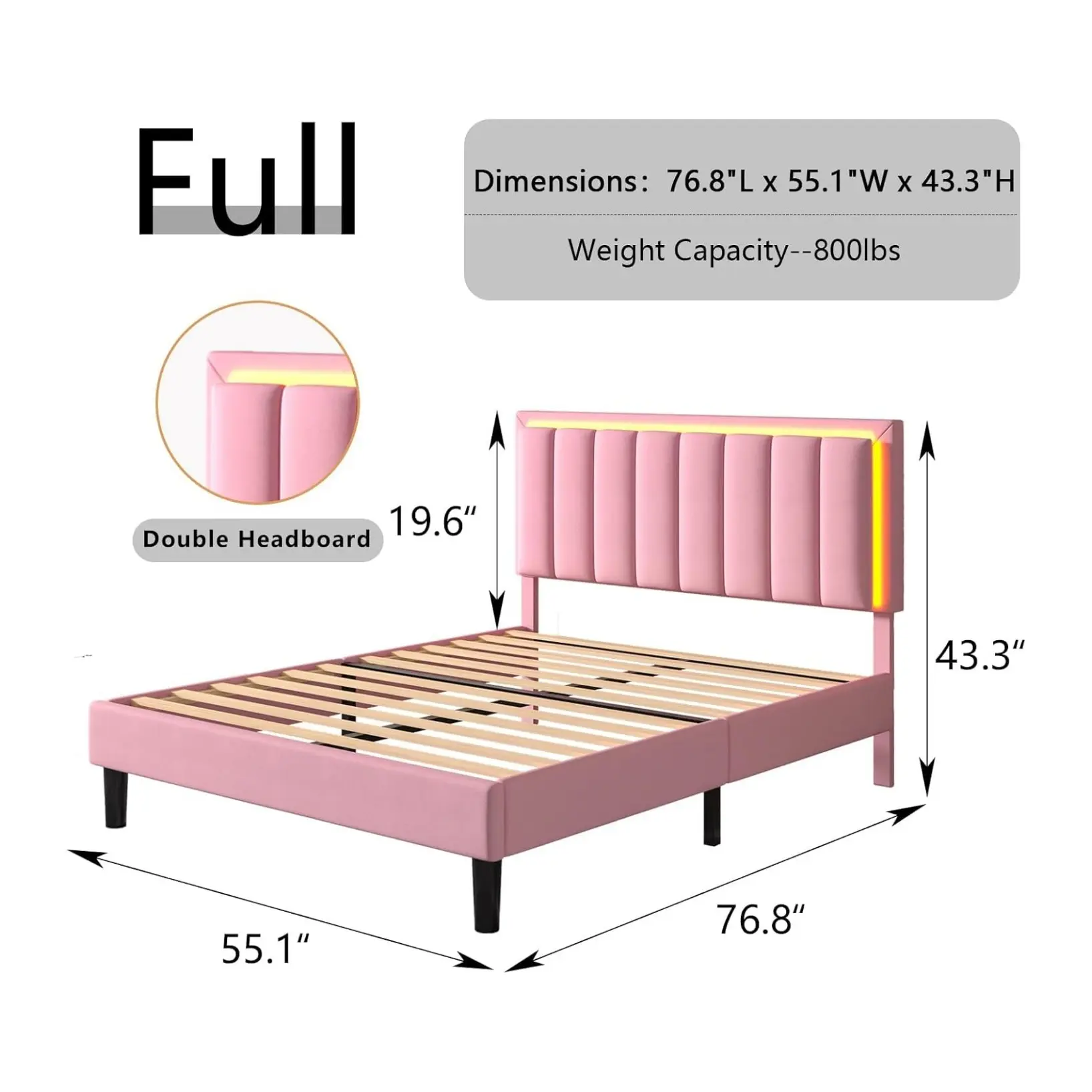 Full Pink + 2 Nightstands