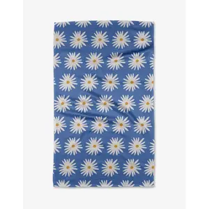 Blue Daisies Geoweave™ Microfiber Cleaning Towel, Geometry-Print Kitchen Towel, Quick-Dry Home Care Cleaning Cloth
