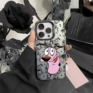 Pink Cowardly Puppy Graffiti Protective Phone Case Suitable for Smartphone iPhone 17 16e 16 15 14 13 12 11 Mini Pro Max Air X XR XSMAX 8 7 Plus Anti Fall Protection Matte Back Cover