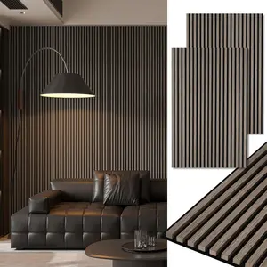 2-Pack 48" x 24" Acoustic  Panels for Wall, Soundproof  Slat Panel for Wall and Ceiling,  Fluted Sound Absorbing Paneling for Interior Wall Decor, Living Room, Bedroom - Walnut