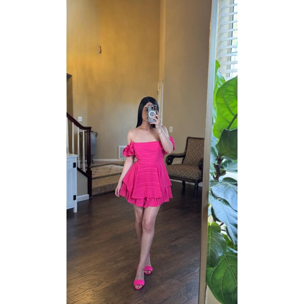 Elegant Pink Off-shoulder Romper