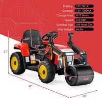 12V Road Roller w/ Adjustable Drum Roller - Red