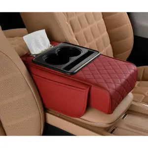 Auto Center Console Armrest Cushion With 2 Cup Holder Armrest Heightening Pad Auto Amrest Pillow Cover Pad for All Seasons