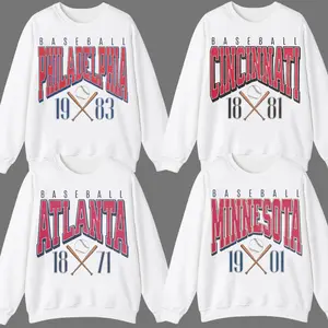 All Baseball Teams Vintage Style Unisex Sweatshirt, Sweater for Baseball Fans
