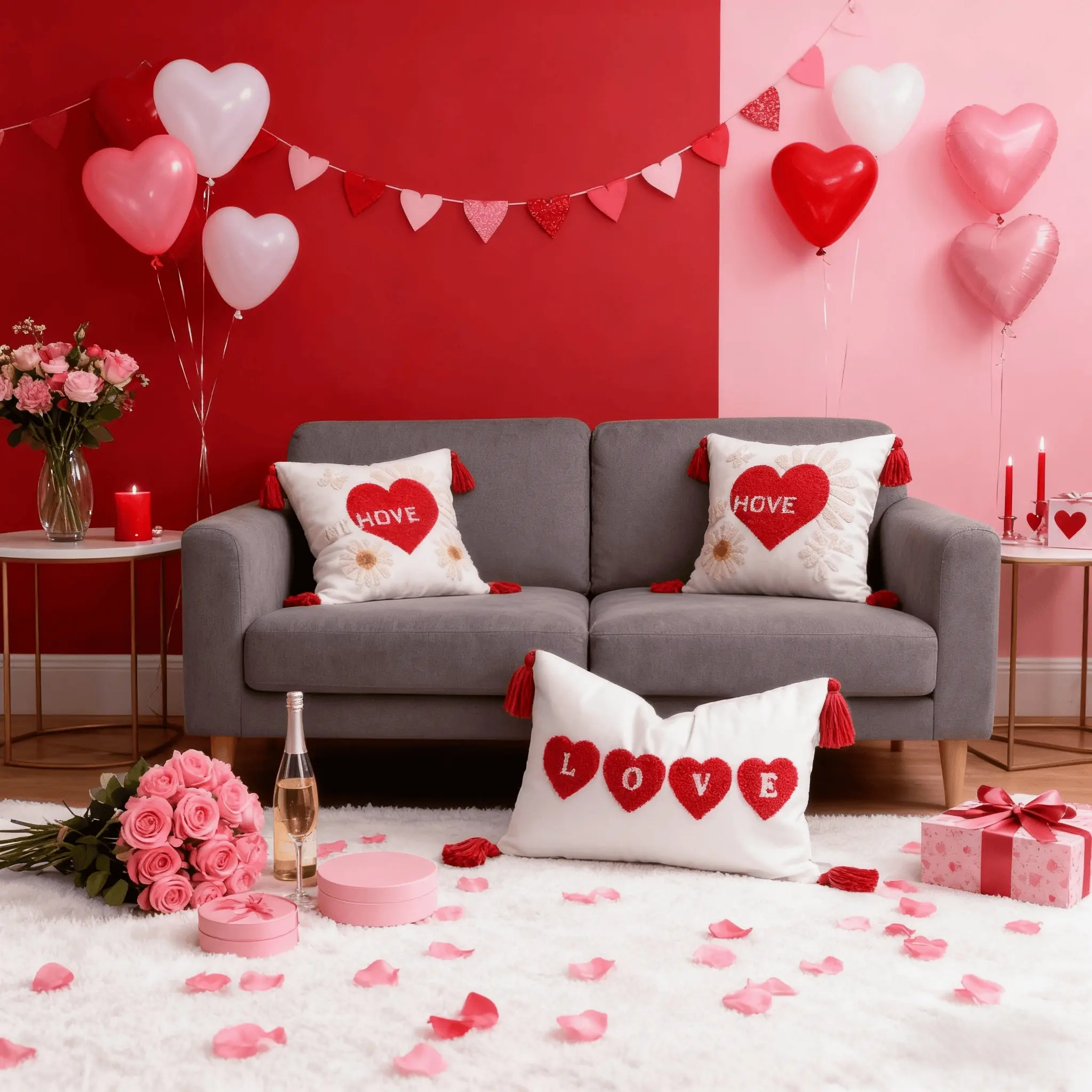 Valentine's Day Decorative Cushion Pillow With Insert, Heart and Love Pattern, Perfect Home Decoration and Gift Choice, Ideal for Valentine's Day, Creative Decorative Cushion