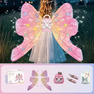 Electric Light Music Butterfly Wings DIY Adjustable LED Wings for Kids Performance Pet Costume Gift, Indoor Outdoor Play, Light Up Costume