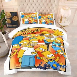 Simpsons Pattern Bedding Set, Soft Comfortable Durable, Includes 1 Quilt and 1 or 2 Pillowcases Without Pillows, Suitable for Kids and Teens