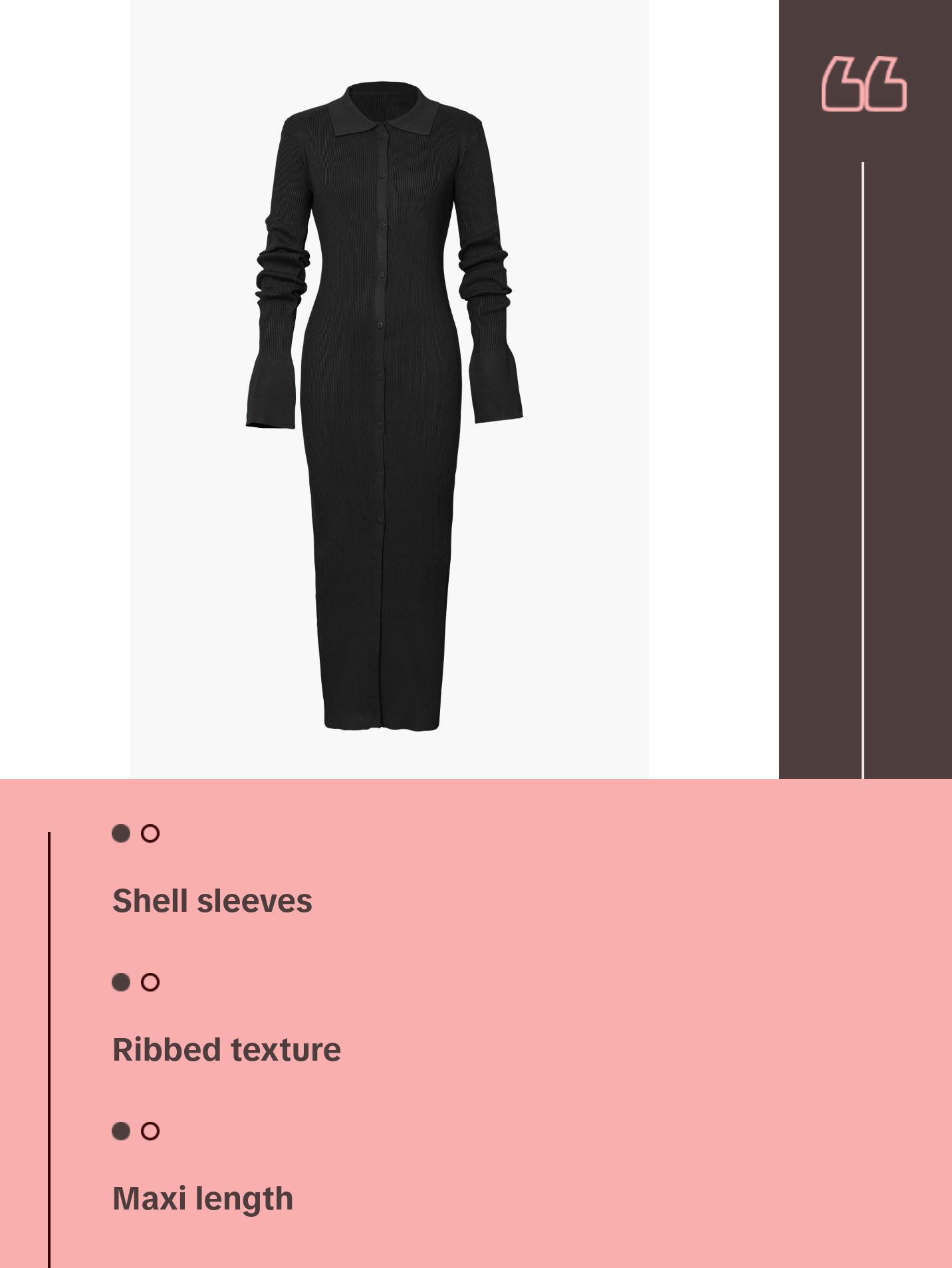 shell sleeve ribbed button down maxi dress Shell Sleeve Ribbed Buttons Down Maxi Dress