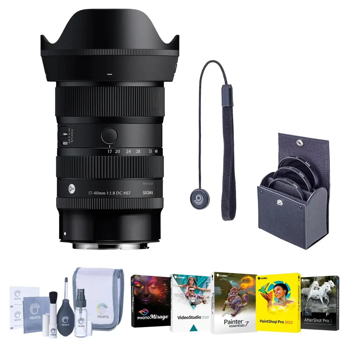 Sigma 17-40mm f/1.8 DC Art Lens for Canon RF, Bundle with 67mm Filter Kit, PC Software Kit, Cap Keeper and Cleaning Kit