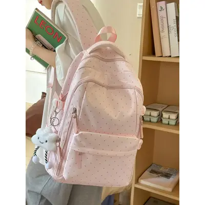 hello kitty backpack dots for Girls Bundle w/ 16in Polka Bookbag + More | Large Durable Sanrio School Bag w/ Front Zip Pocket Plus Water Bottle, Stickers, More A little red and polka dots Hello kitty 12 polka dot