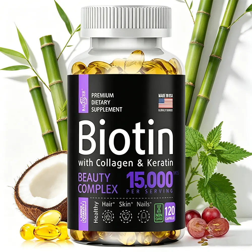 Balincer Biotin 15000mcg Complex - with Collagen & Keratin for Hair Skin and Nails Support, 120 Capsules Balincer Biotin 15000mcg Complex - with Collagen & Keratin for Hair Skin and Nails Support, 120 Capsules