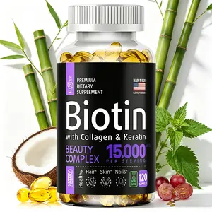 Balincer Biotin 15000mcg Complex - with Collagen & Keratin for Hair Skin and Nails Support, 120 Capsules