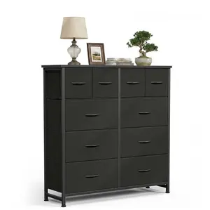 10 Drawers Fabric Cabinet, Clothes Storing, Storage Tower Organizer for Bedrooms, Entryways, Black