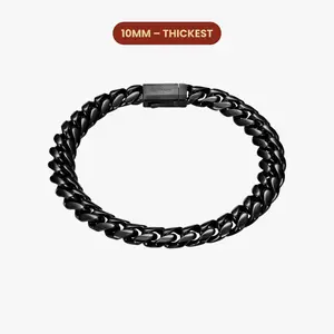 JAXXON Cuban Link Bracelet 8mm - Black - Waterproof - Box Clasp