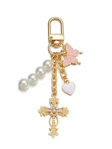 1/10pcs Cross Keychain Heart Butterfly Bag Charm Key Chain Accessories, Rhinestone Sparkling Stylish Keychain for Women Bags Car Key Ring Purse Stylish Keyring