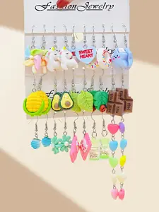 30pcs Fun Series Earring Set Birthday Gift, Stylish Ear Accessories for Women & Girls, Perfect Jewelry Collection, Fruit Veggie Earrings