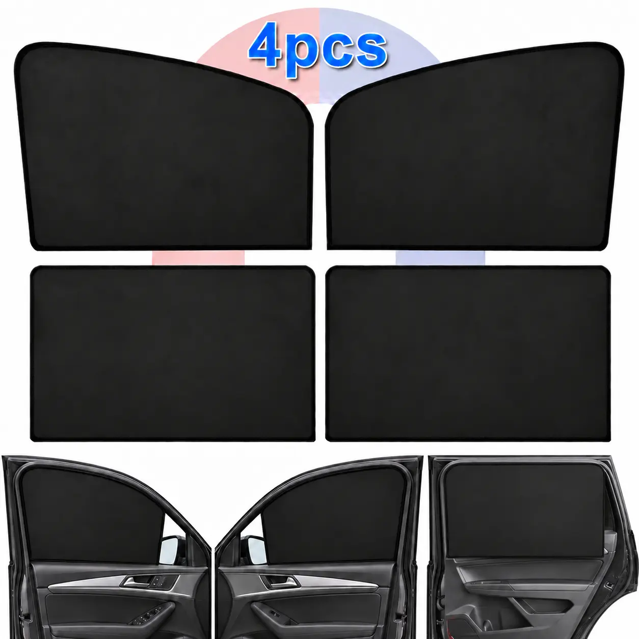 Magnetic Car Window Shades, Light-Blocking Privacy Curtains for Front & Rear Side Windows, Sun Protection for Baby Naps, Breastfeeding, Road Trips & Camping
