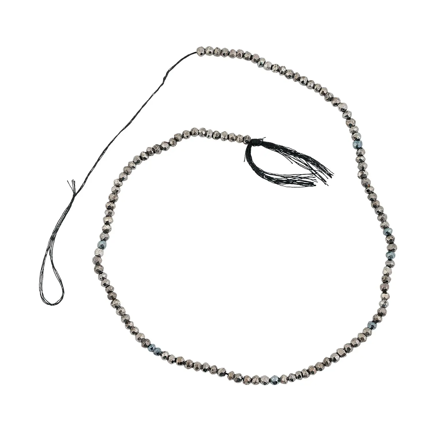 GCS Black Pyrite Round Beaded Strand (13.5 Inches) 50.15 ctw