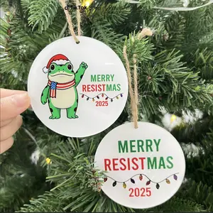 Merry Resistmas Ceramic Ornament, Funny FDT Frog Portland Xmas Ornaments, Political Resistmas 2025 Ceramic Ornament, Christmas Gift for Home Decor