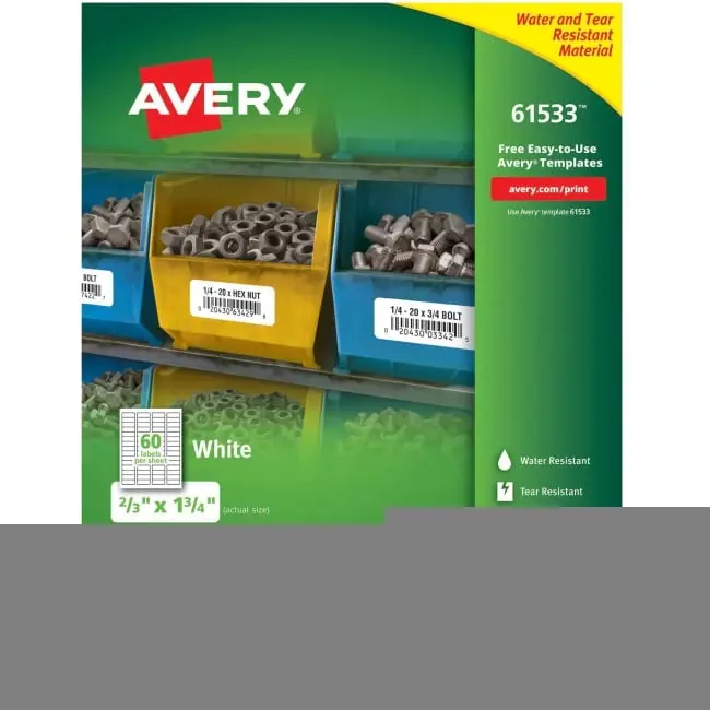 Avery Rectangle Self-Adhesive Durable Tear-Resistant Waterproof Permanent Polyester ID Labels - White, Pack of 3000, Extra-Aggressive Adhesive, TrueBlock Complete Coverage Technology, Laser Printer Compatible, Ideal for Bar Codes, High-Traffic Areas